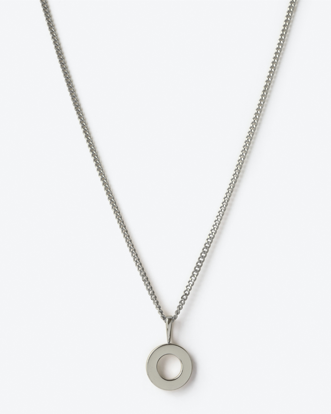 Initial Letter Chain with Charm - Silver