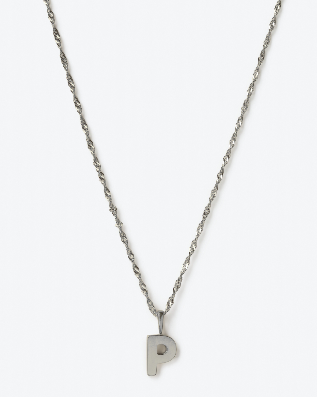 Initial Letter Chain with Charm - Silver