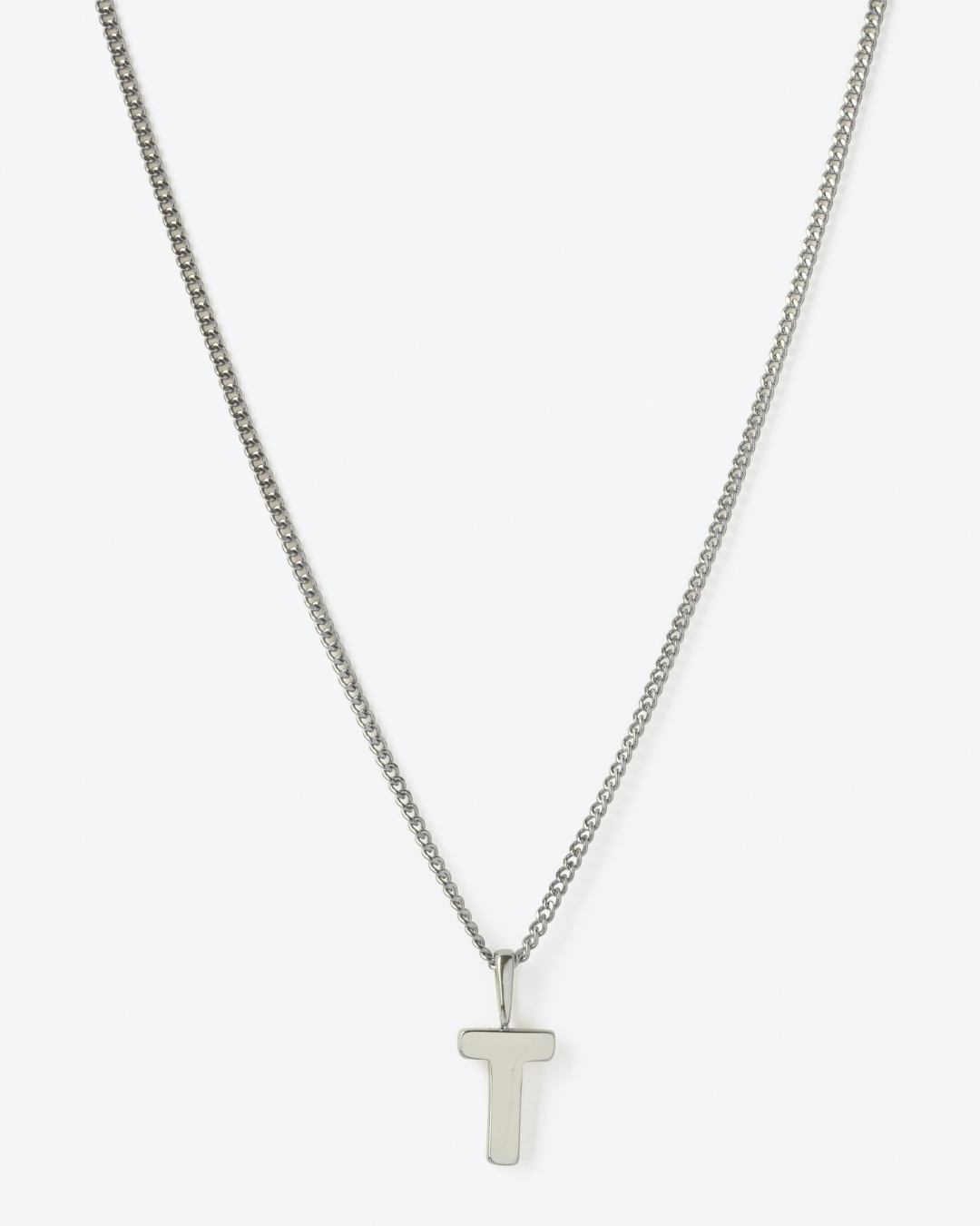 Initial Letter Chain with Charm - Silver