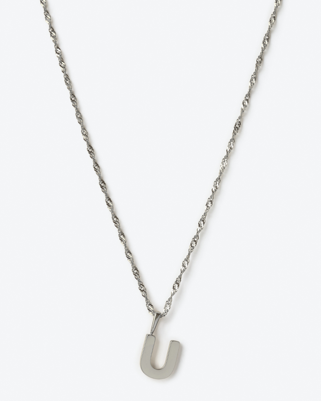 Initial Letter Chain with Charm - Silver