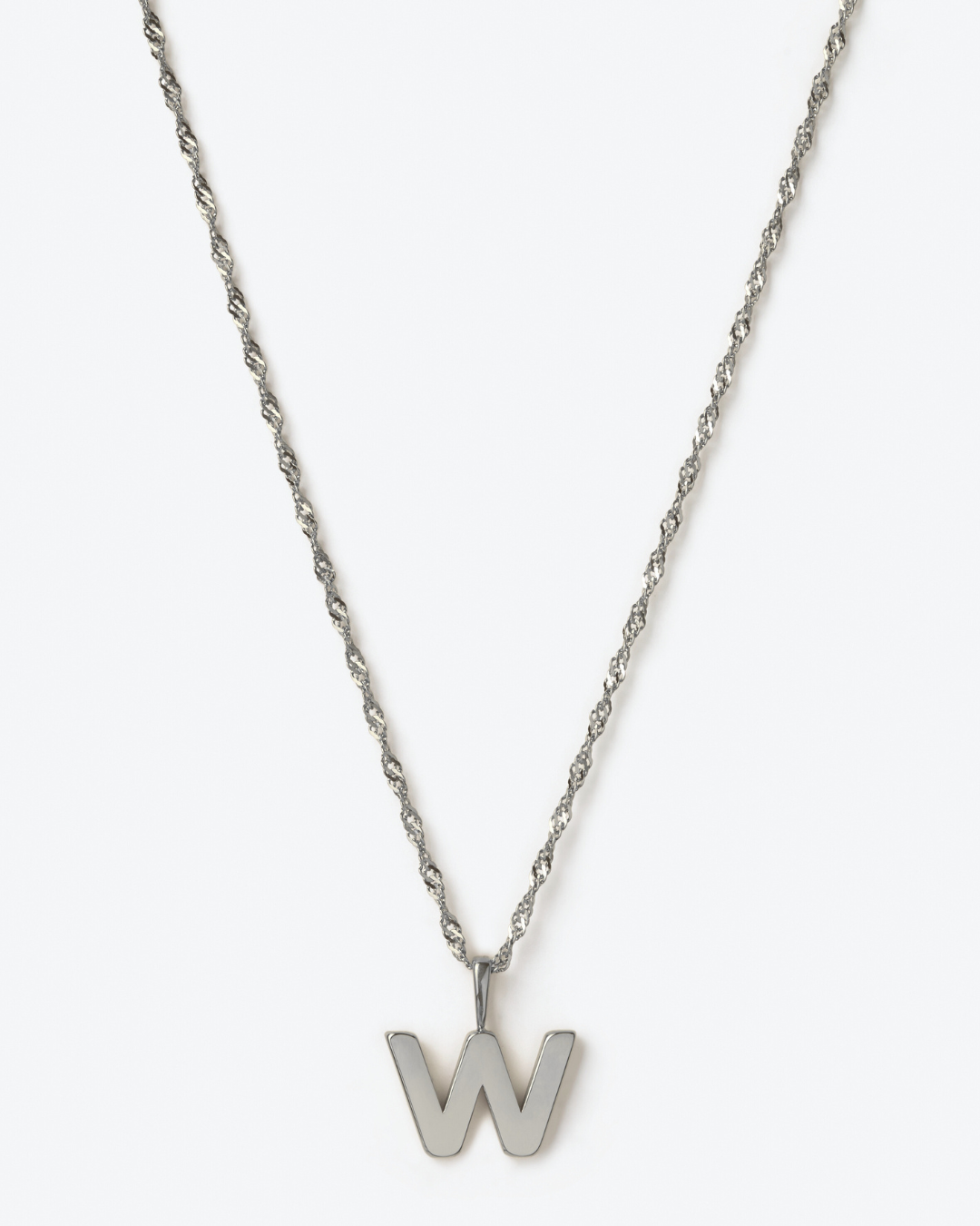 Initial Letter Chain with Charm - Silver