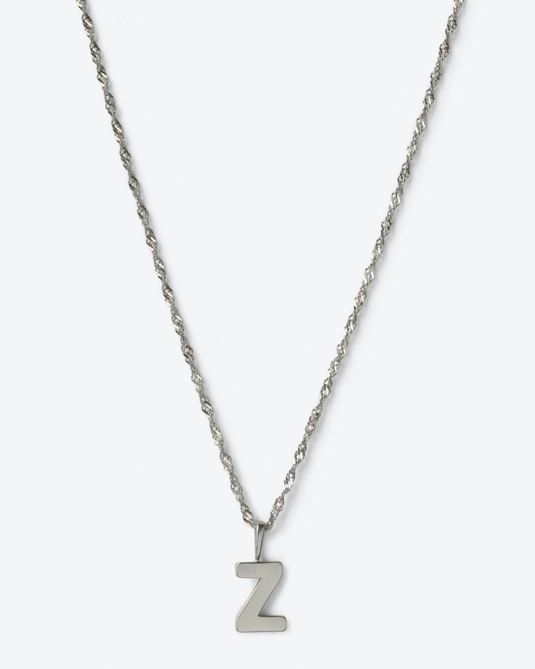 Initial Letter Chain with Charm - Silver