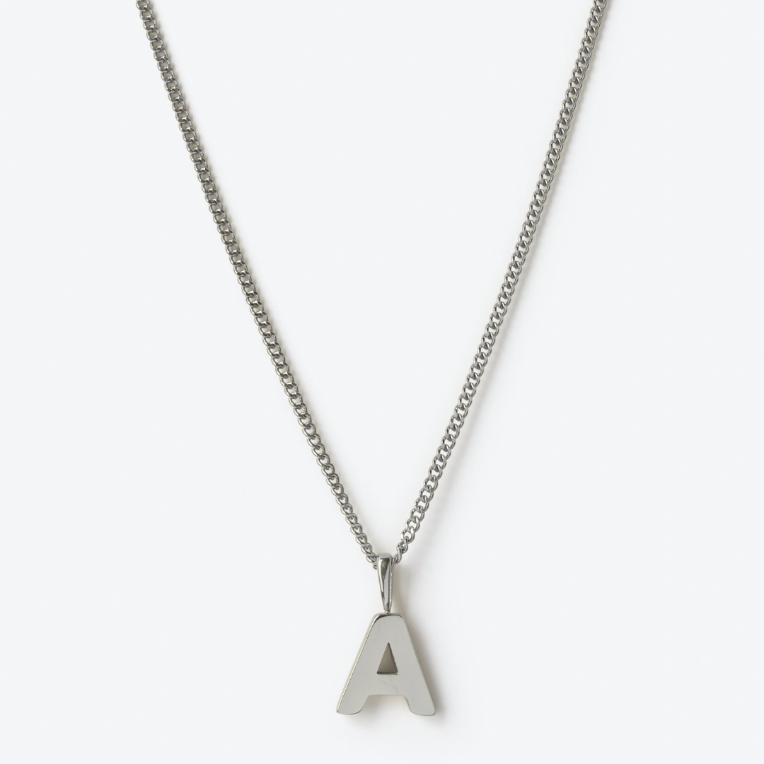 Initial Letter Chain with Charm - Silver