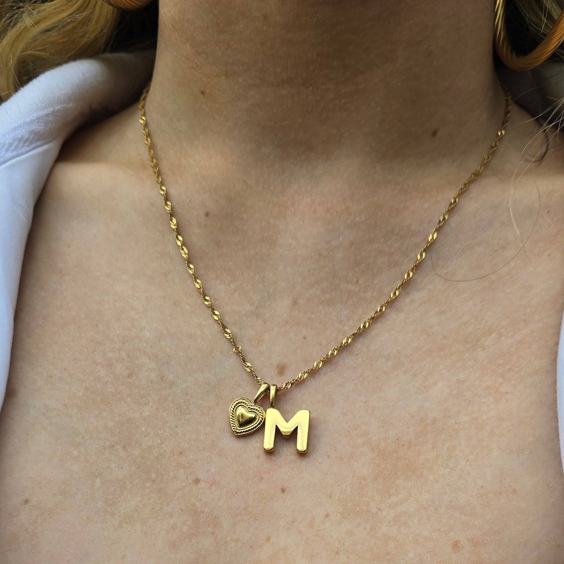 Initial Letter Chain with Charm - Gold