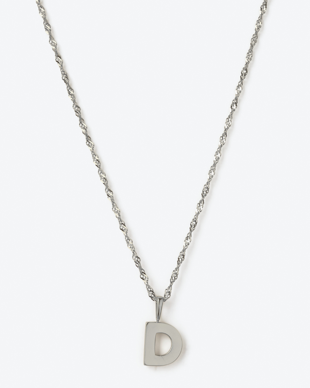 Initial Letter Chain with Charm - Silver