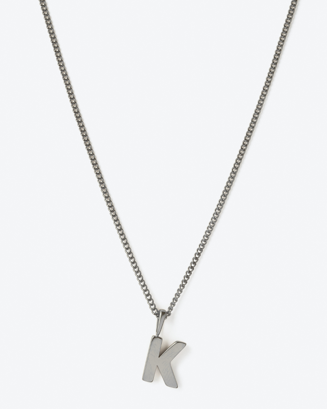 Initial Letter Chain with Charm - Silver