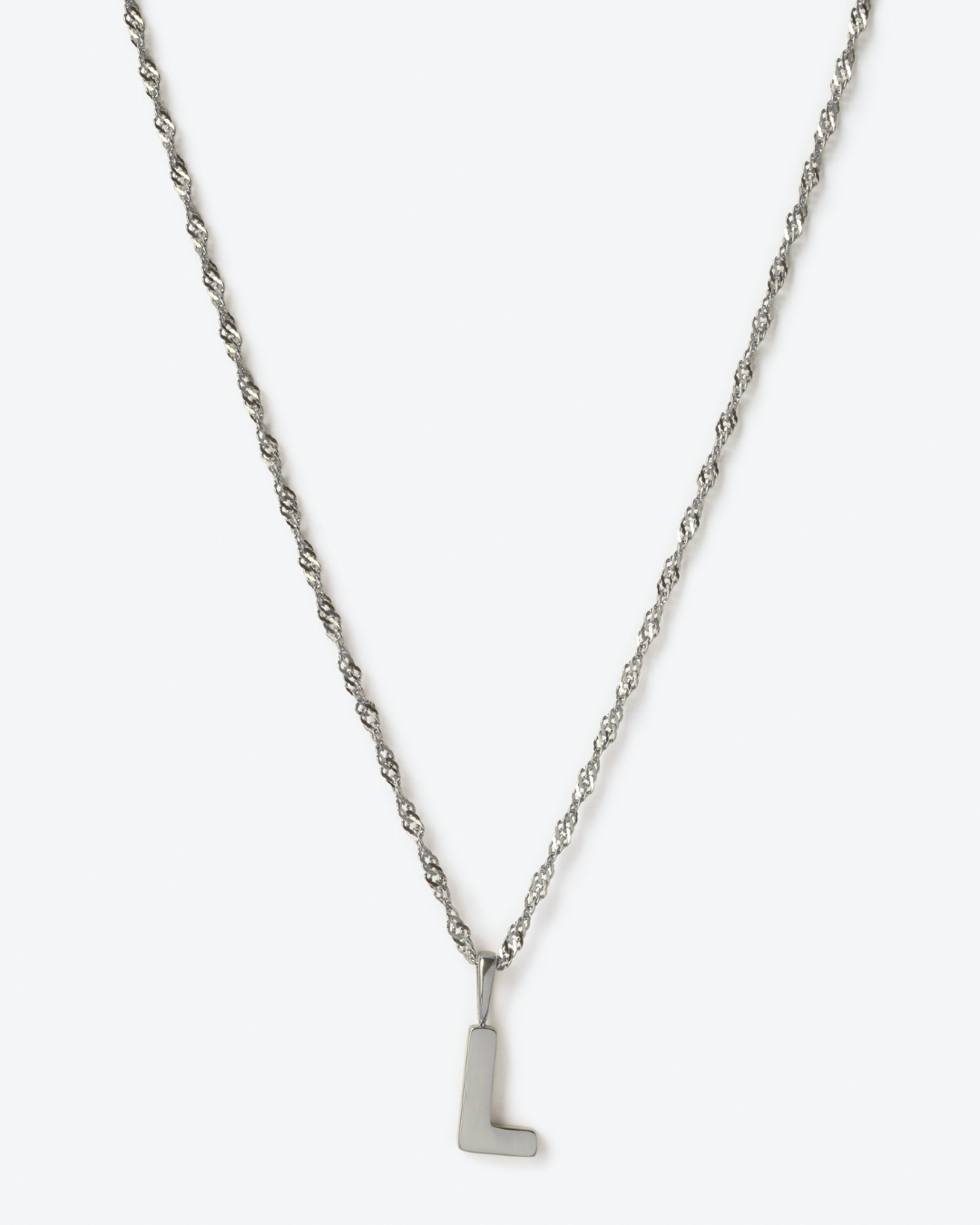 Initial Letter Chain with Charm - Silver