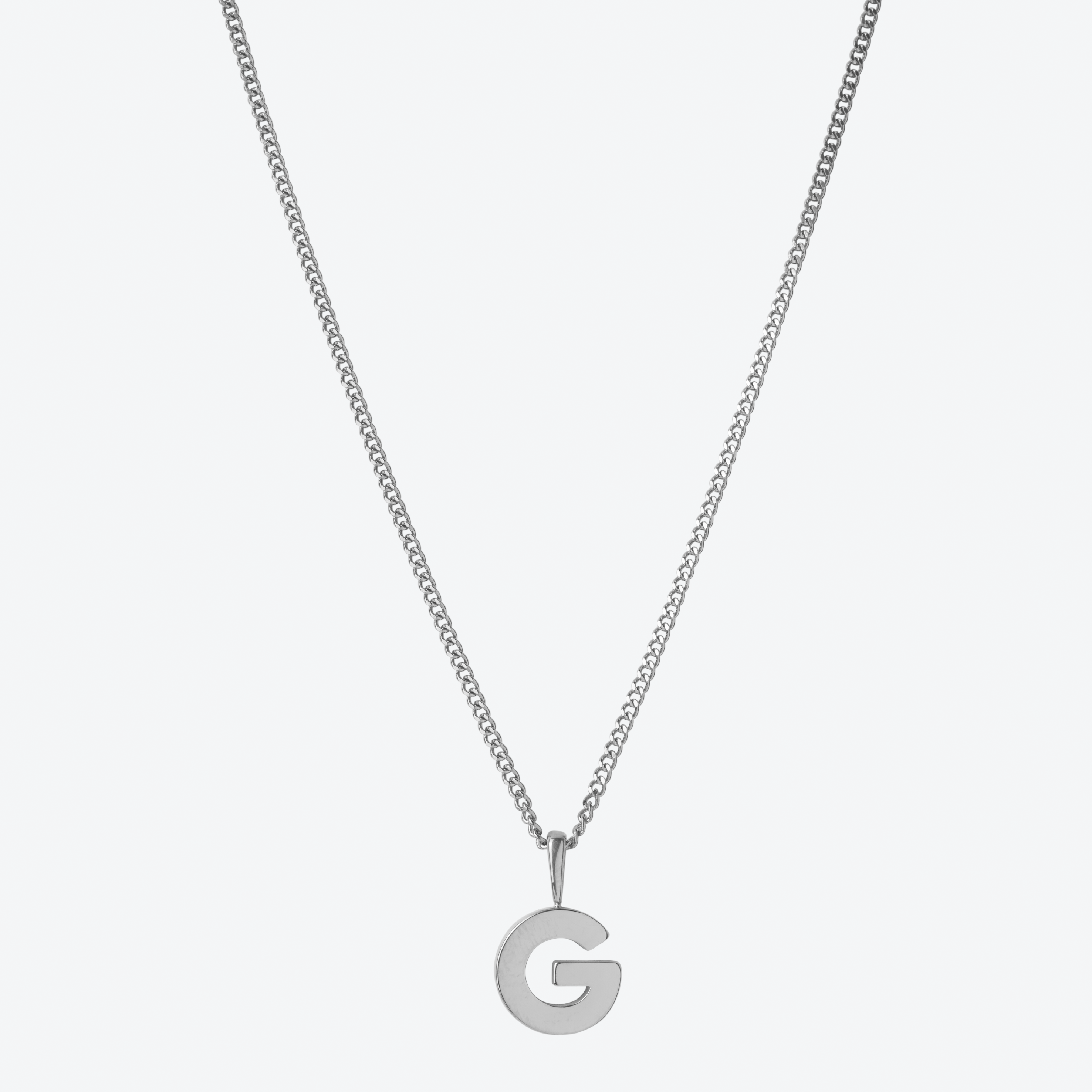 Initial Letter Chain with Charm - Silver