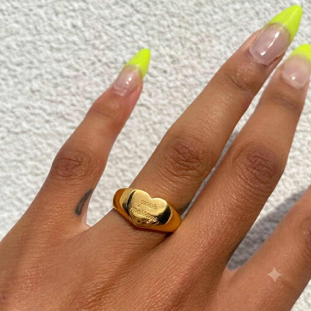 Personalised Heart Signet Ring