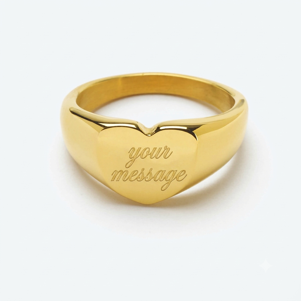 Personalised Heart Signet Ring