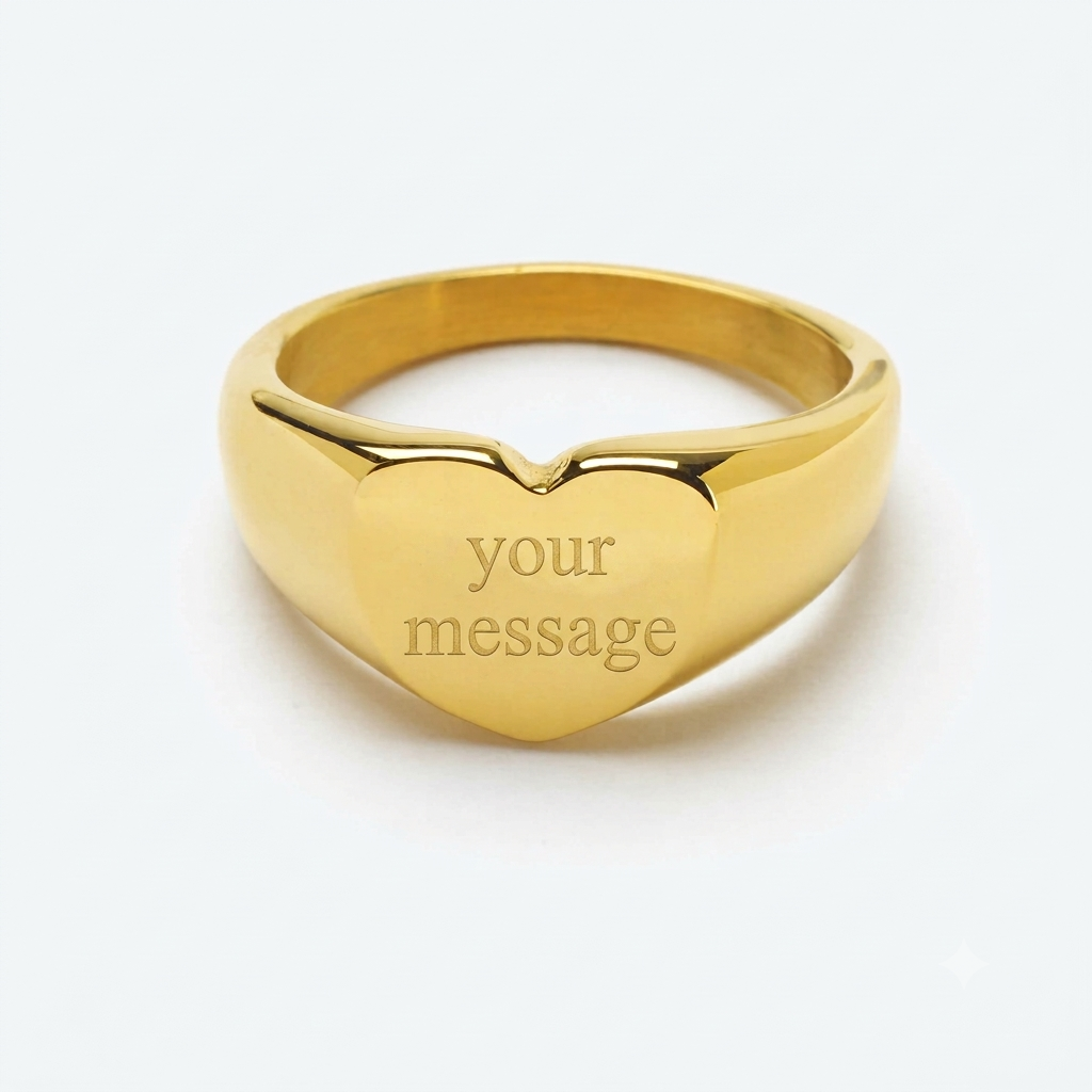 Personalised Heart Signet Ring