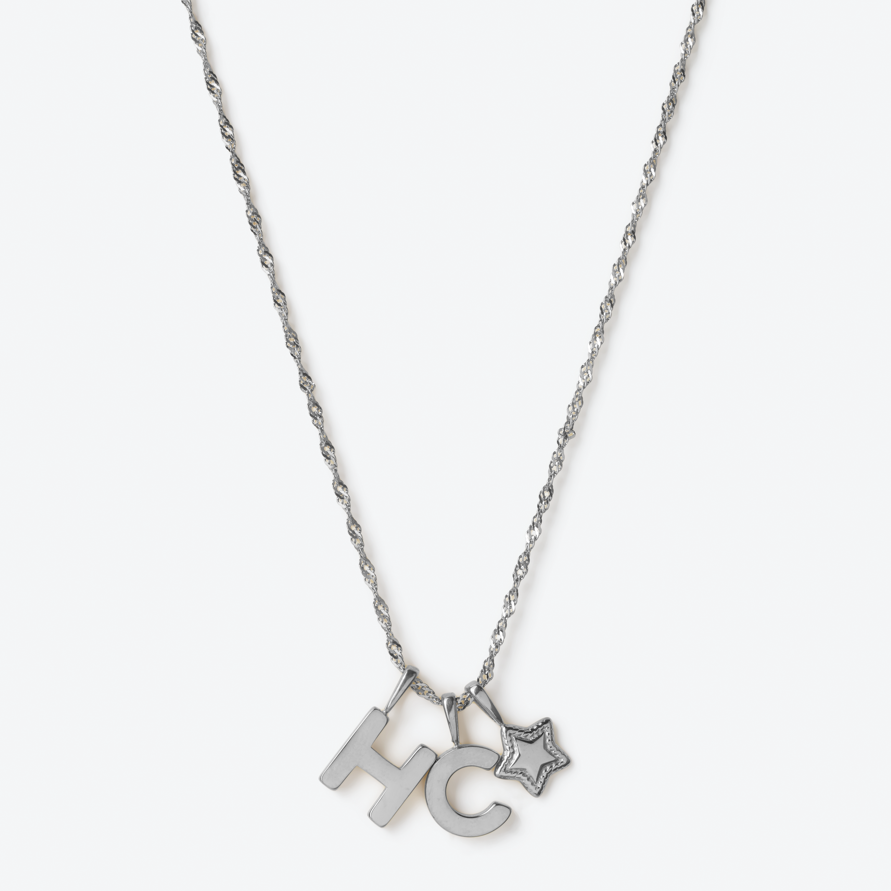 Initial Letter Chain with Charm - Silver