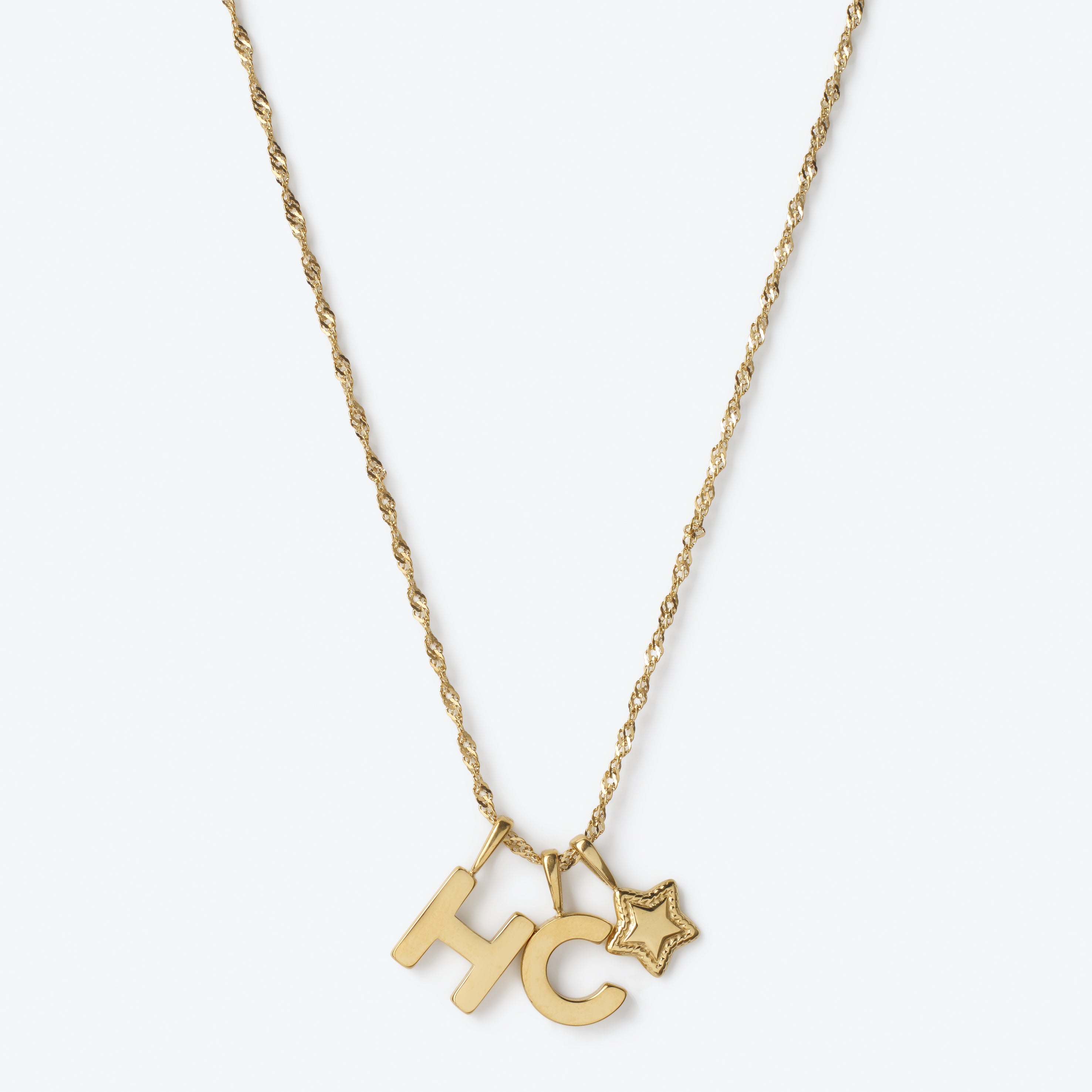 Initial Letter Chain with Charm - Gold