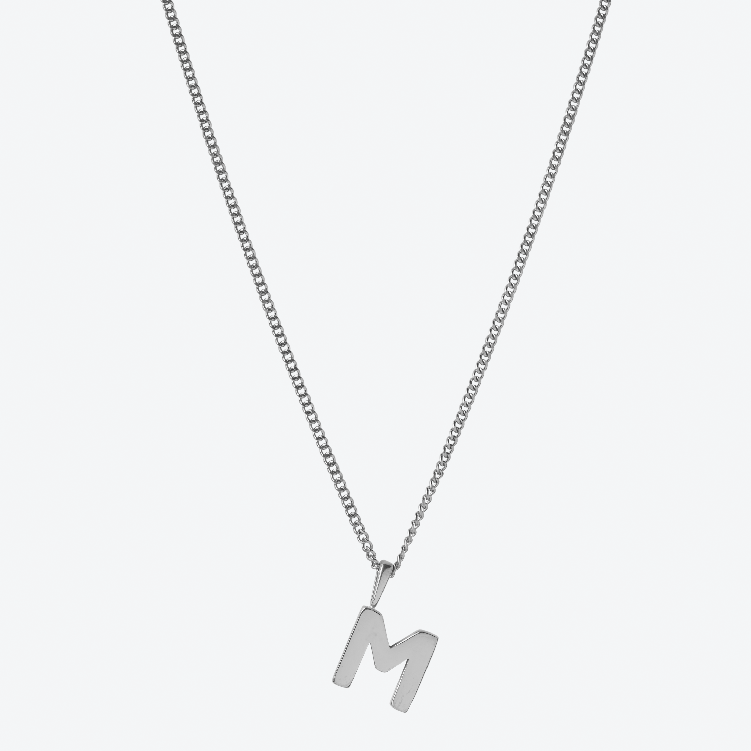 Initial Letter Chain with Charm - Silver