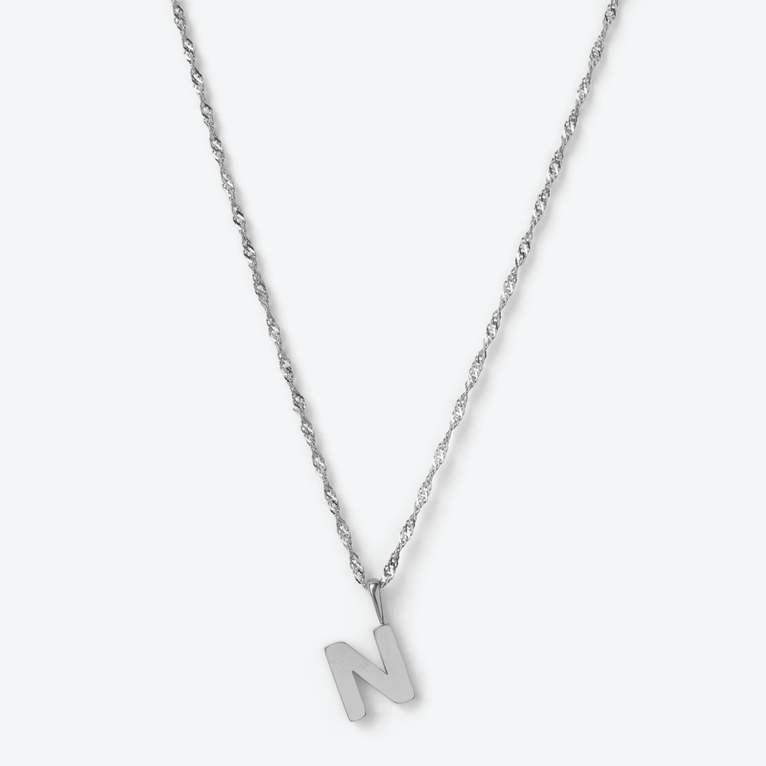 Initial Letter Chain with Charm - Silver