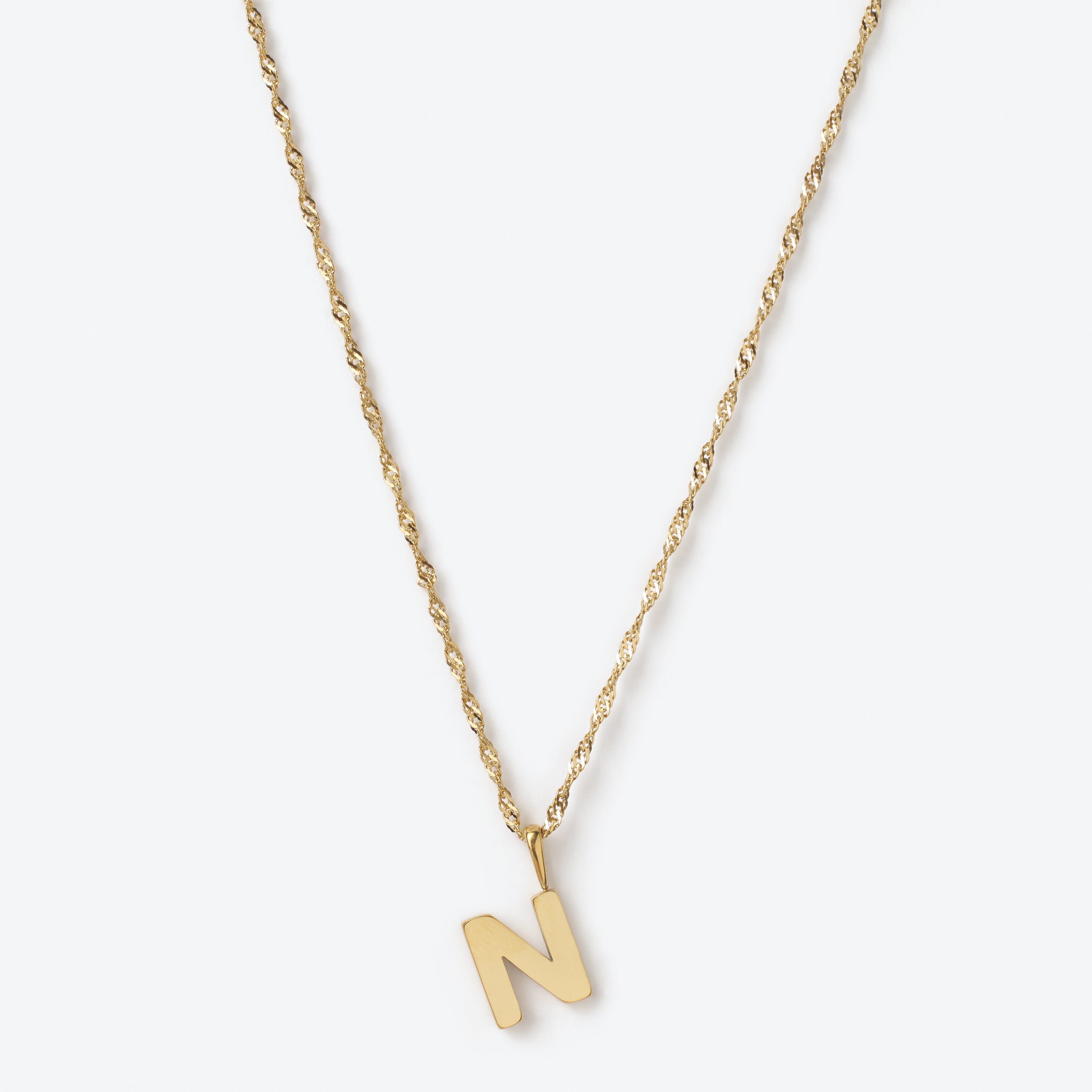 Initial Letter Chain with Charm - Gold