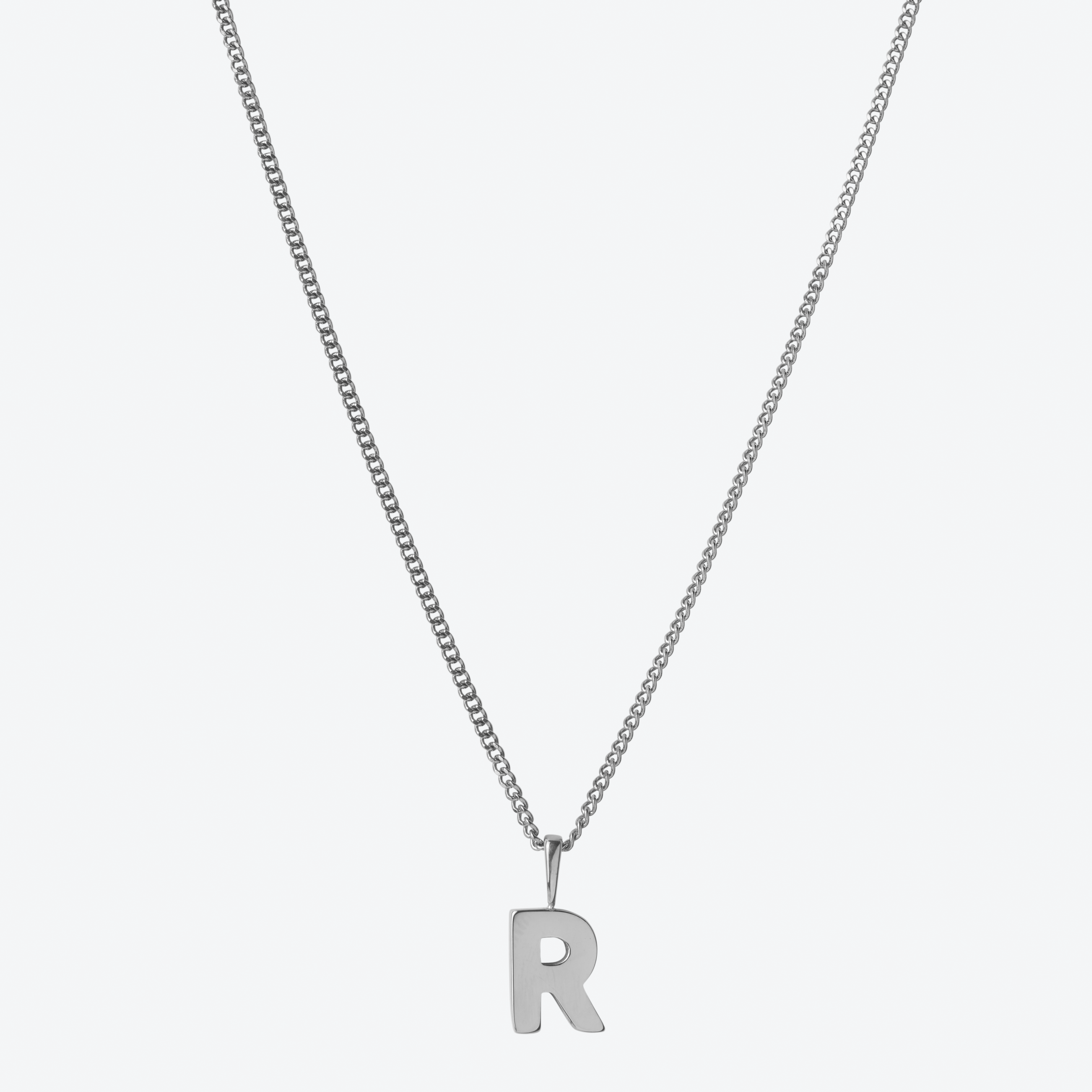 Initial Letter Chain with Charm - Silver