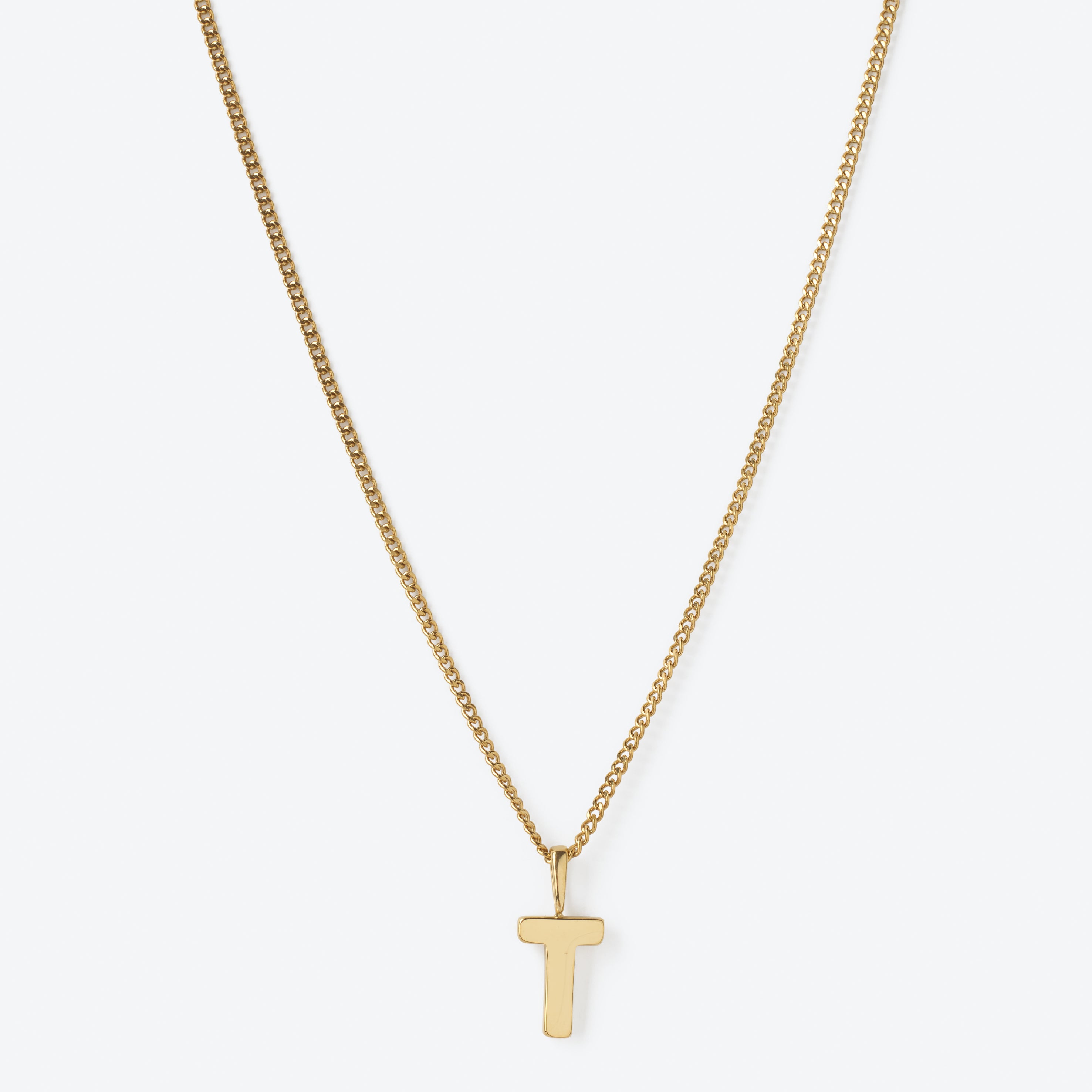 Initial Letter Chain with Charm - Gold