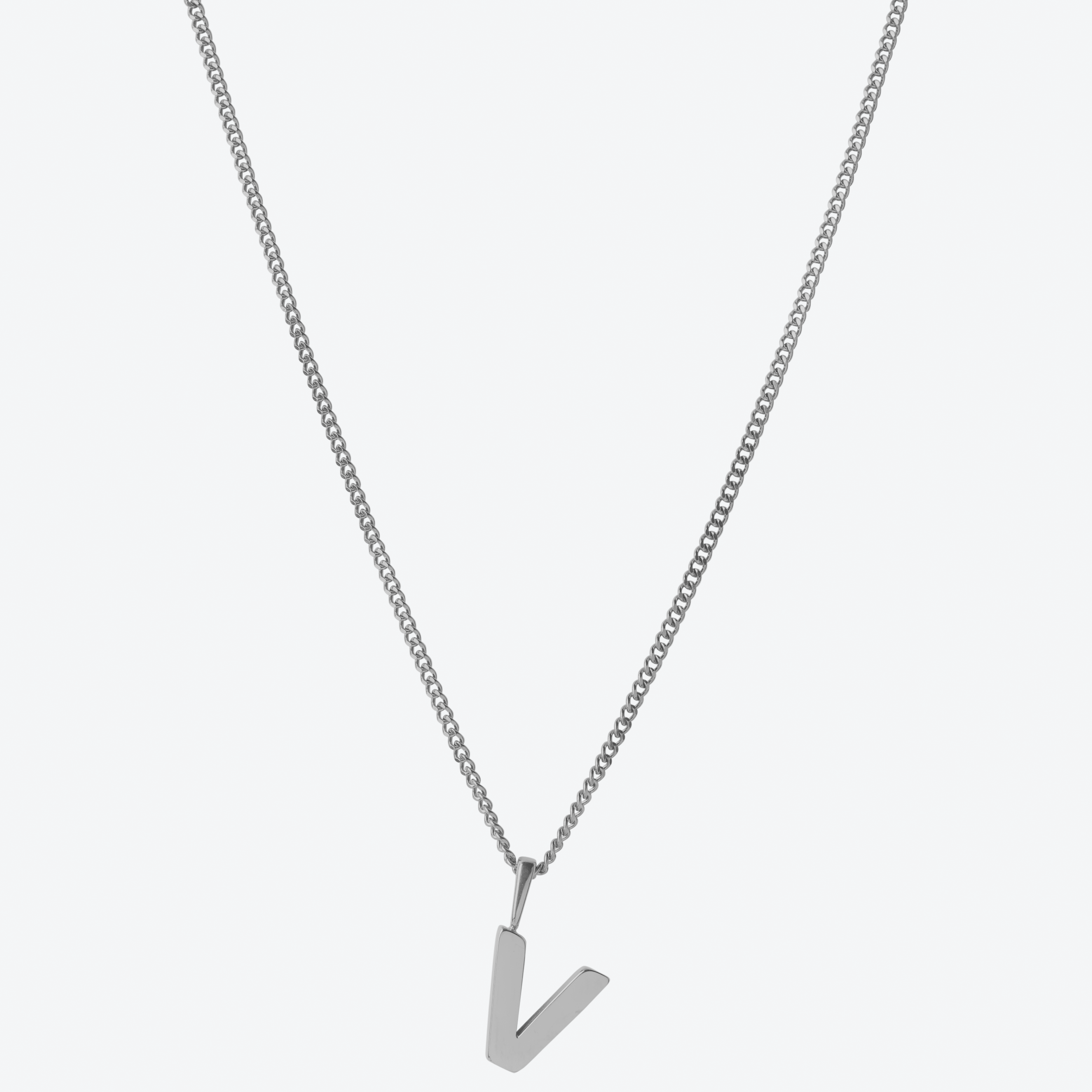 Initial Letter Chain with Charm - Silver
