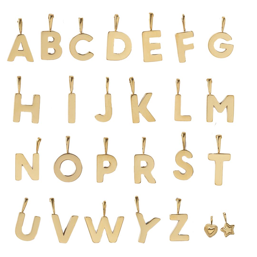 Initial Letter Chain with Charm - Gold