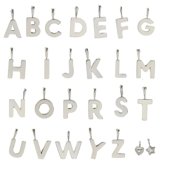 Initial Letter Chain with Charm - Silver