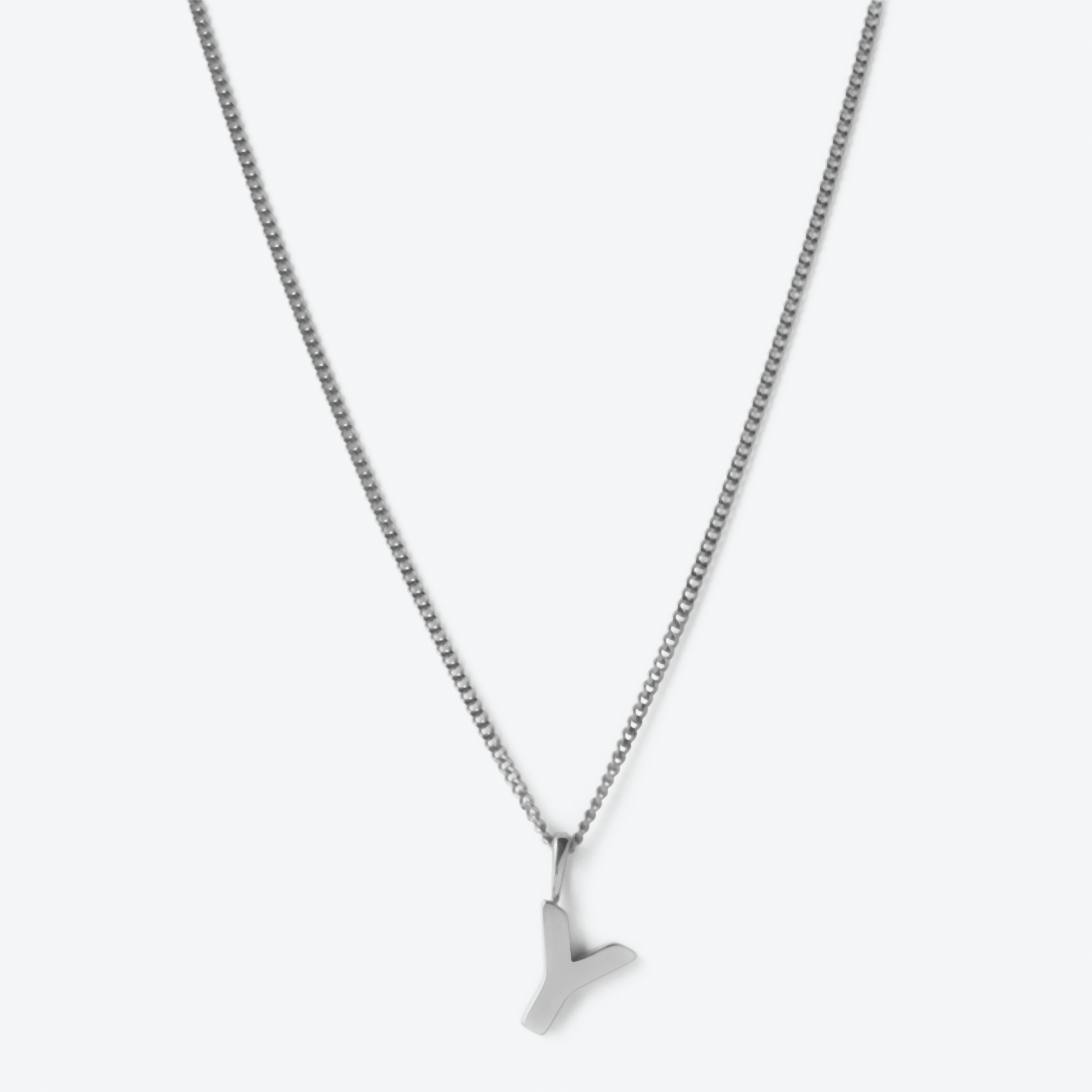 Initial Letter Chain with Charm - Silver