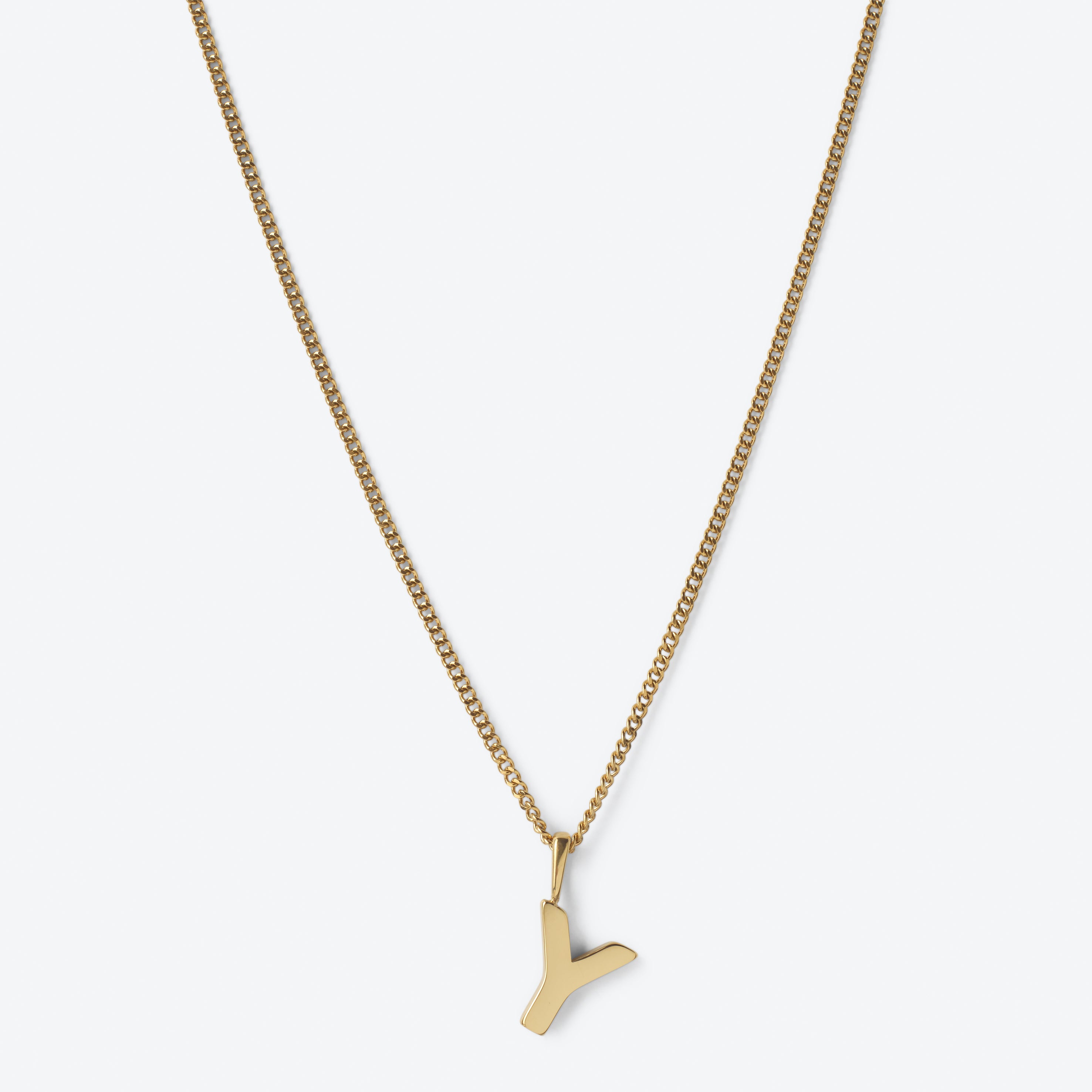 Initial Letter Chain with Charm - Gold